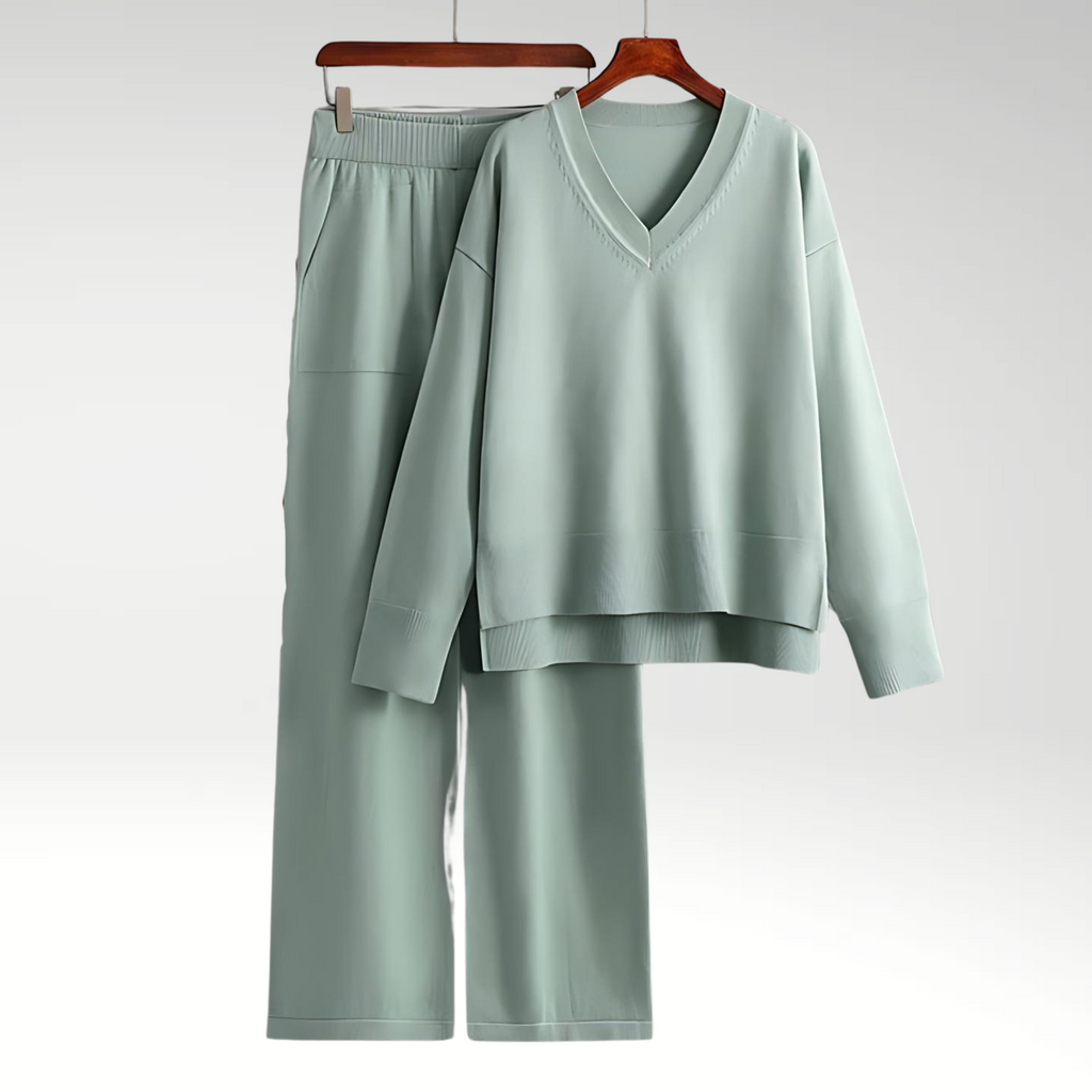 Dagmara | Zestaw Dwa Części Luxe z Dekoltem w Serek