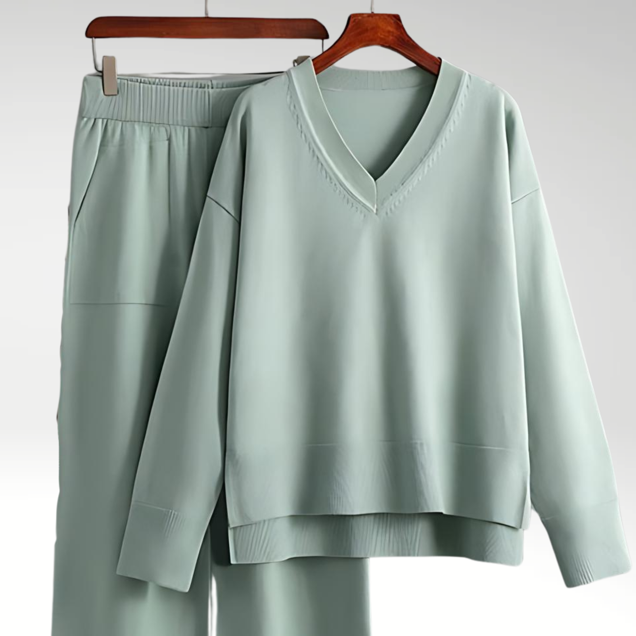 Dagmara | Zestaw Dwa Części Luxe z Dekoltem w Serek