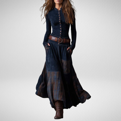 Azucena | Sukienka maxi z ekologicznej skóry z paskiem