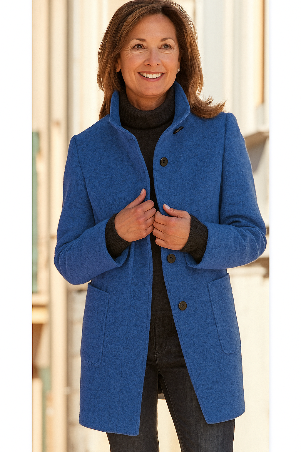 Damska wiatrówka w stylu retro z długim rękawem, zapinana na guziki i stójką