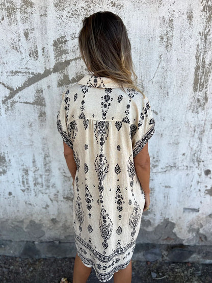 Casualowa kieszeń Sukienka z krótkim rękawem i nadrukiem