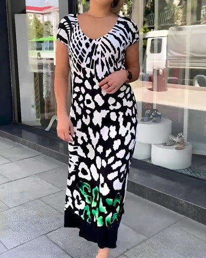 Sukienka z krótkim rękawem i nadrukiem, casualowa