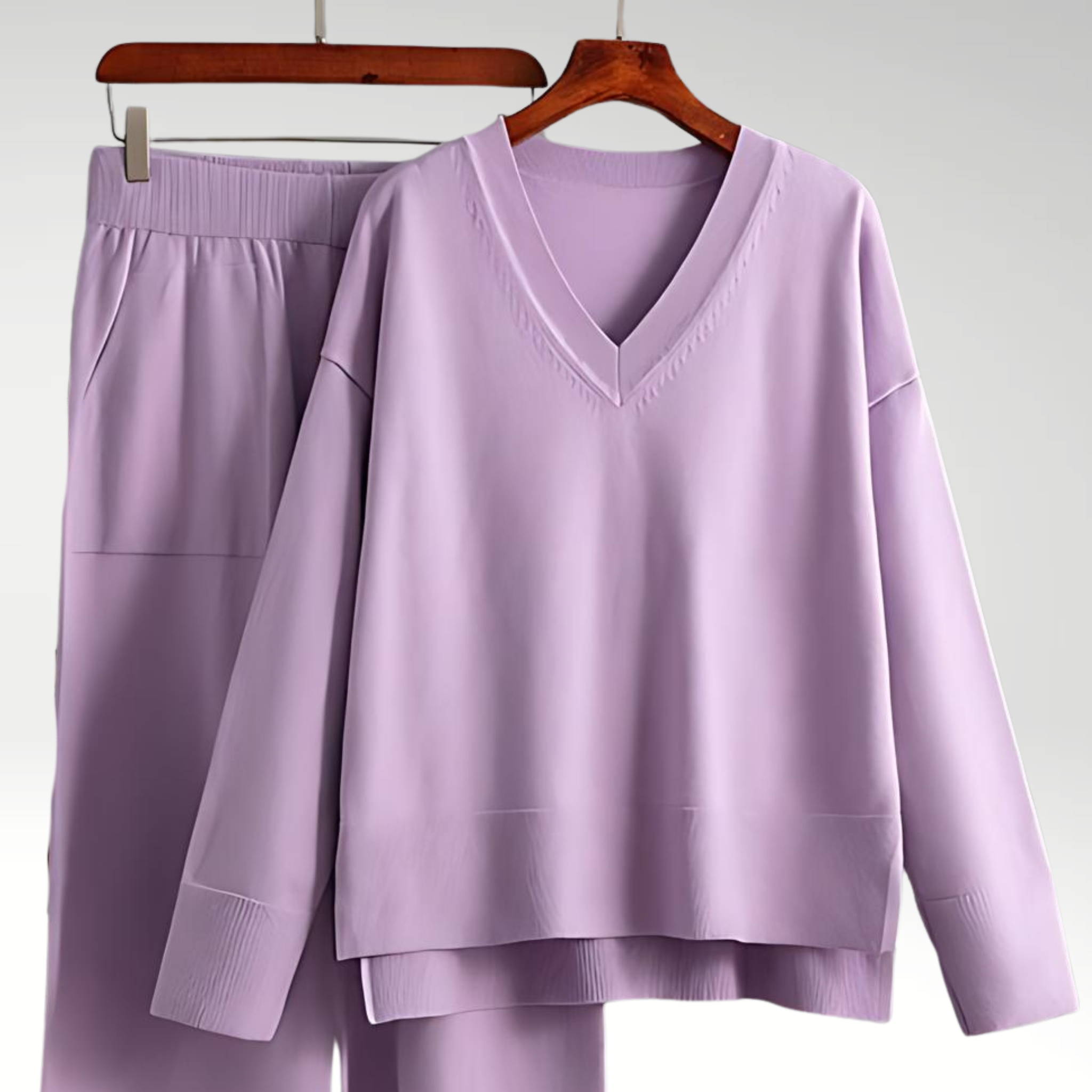 Dagmara | Zestaw Dwa Części Luxe z Dekoltem w Serek