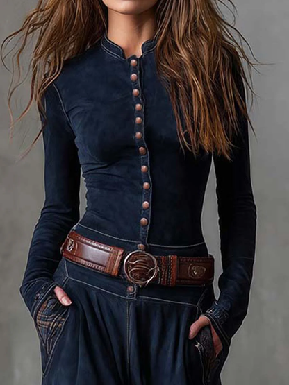 Azucena | Sukienka maxi z ekologicznej skóry z paskiem